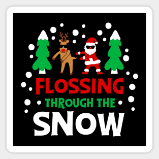 Flossing Santa Flossing Reindeer Magnet